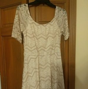 Cream and tan mini dress